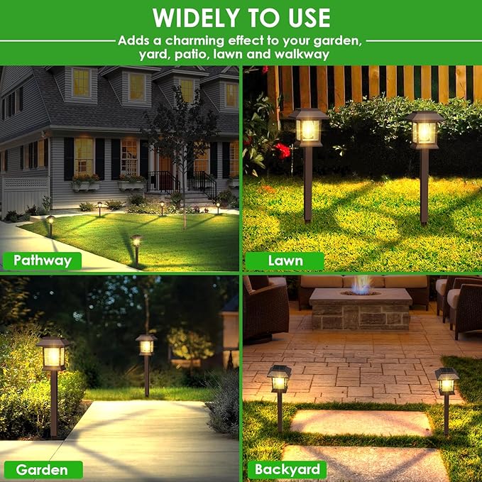 Solar Pathway Lights Outdoor, 6 Pack Upgraded LED Waterproof Solar Outdoor Lights, Landscape Lighting for Outside Driveway Garden Landscape Walkway Path Yard Lawn Decor (6)