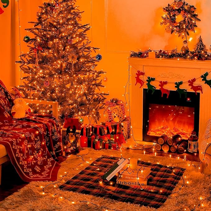 JMEXSUSS 500 LED Orange Christmas Lights Outdoor, 173ft Thanksgiving String Lights Plug in, Waterproof 8 Modes Orange String Lights for Party House Tree Fall Thanksgiving Decorations