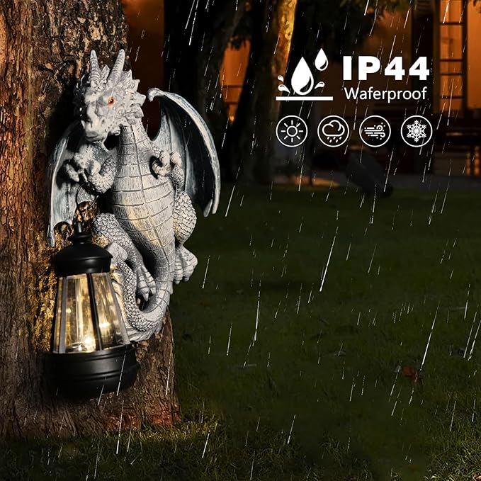 Solar Garden Decor Statues Figurine Dragon Garden Art for Patio Balcony Yard Lawn Unique Birthdays Gifts for Mom Grandma Women Wife Sister