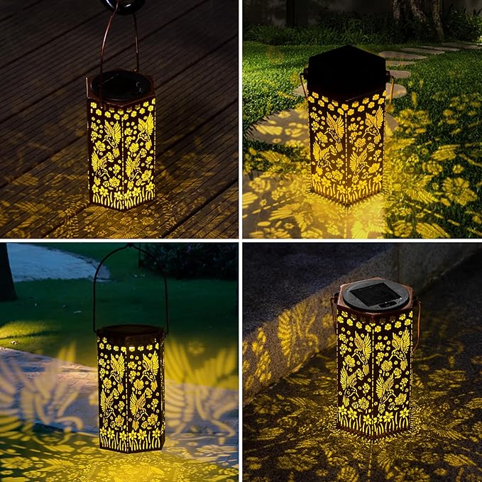 Outdoor Lanterns Hummingbird Gift for Women/Mom/Grandma/Sister, Solar Lanterns Outdoor Waterproof Butterfly, Garden Decor,Christmas, Mother's Day, Thanksgiving Gifts, Solar Decoration for Yard, Patio