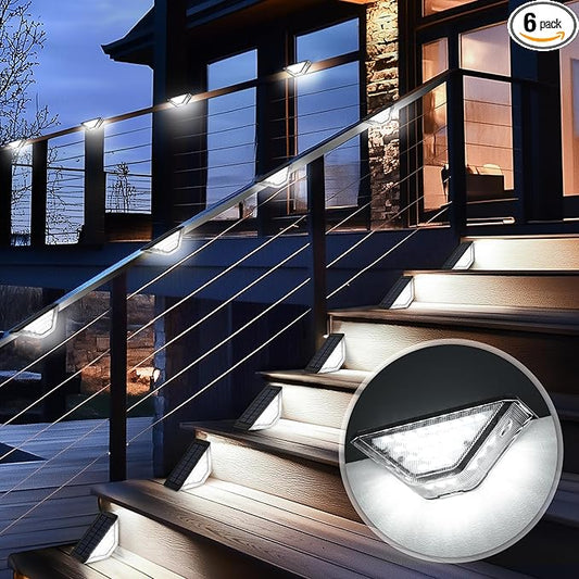 SOLPEX Solar Step Lights Outdoor,Solar Deck Lights for Outside,Two-Sided Stair Lights with 33 LEDs,Waterproof IP65 for Garden,Fence,Deck,Steps,Stair,Porch（10 Pack,Cold White）