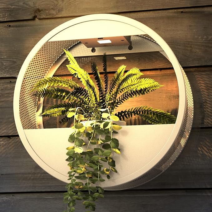 Grand patio Outdoor Circular LED Solar Hanging Wall Sconce Planter, with Dusk to Dawn Sensor Decor Wall Lighting for Garage Doorway Patio Yard, Cement Grey (S-Round)