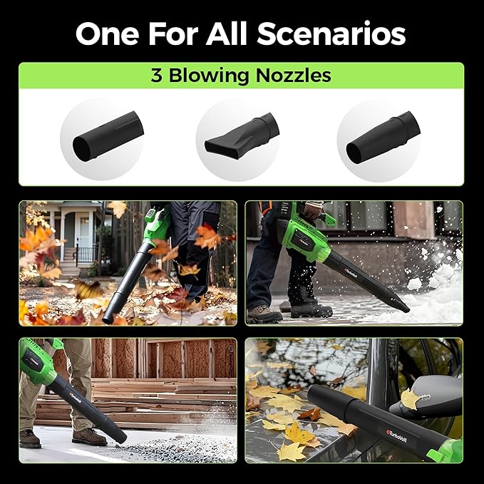 Leaf Blower, 20V Cordless Electric Blower with 2 * 5.0Ah Batteries and 1 Hour Fast Charger, Lightweight Leaf Blower for Patio Cleaning, Lawn Care, Blowing Fallen Leaves and Dust