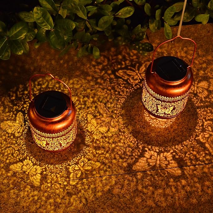 Outdoor Solar Lantern Decorative Waterproof Solar Lights for Yard, Patio, and Garden (Butterfly )