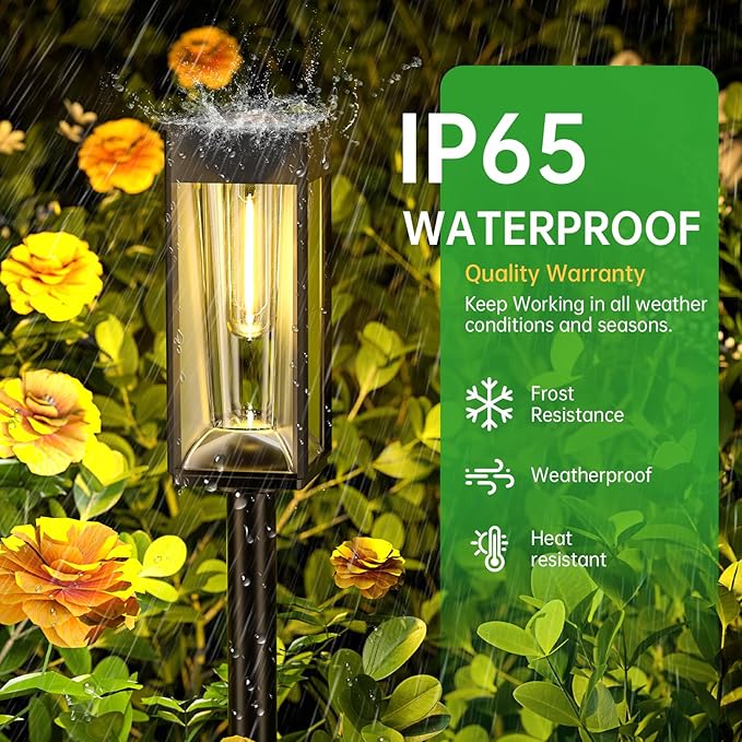 Solar Pathway Lights Outdoor, 2 Pack Solar Garden Lights Outside Pathway, Landscape Path Lights for Patio Lawn Path Walkway Decor