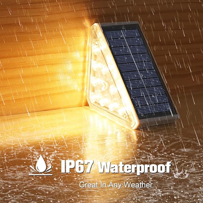 VOLISUN Solar Step Lights for Outside, Solar Stair Lights Outdoor Waterproof IP67, LED Outdoor Step Lights, Outdoor Stair Lights Decor for Deck, Front Step, Front Porch and Patio (6 Pack,Warm White)