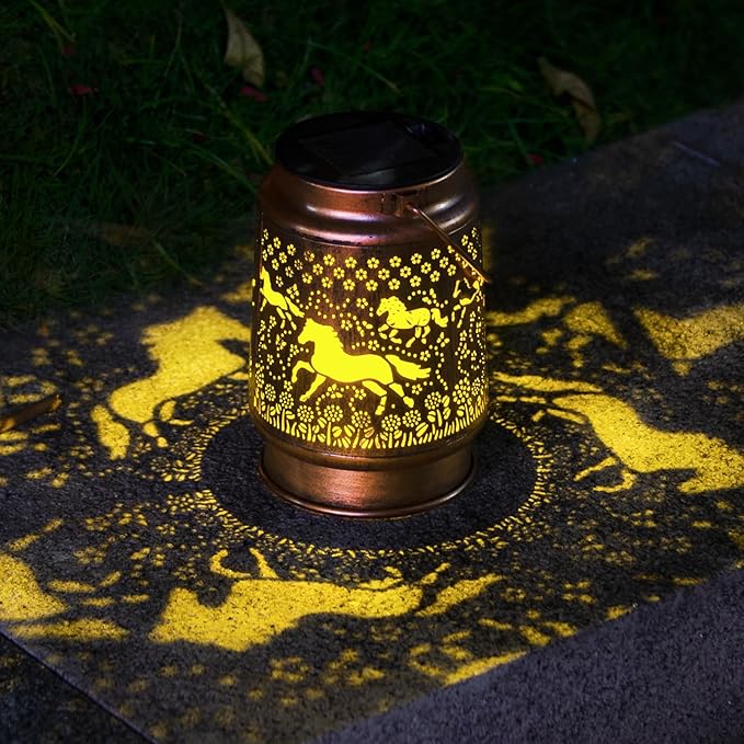 kyoryuger Horse Solar Lanterns Outdoor Horse Gifts for Women Mom Grandma, Horse Lovers Gifts, Birthaday for Mom Metal Decorative Lanterns for Yard Patio Lawn Solar Garden Decor