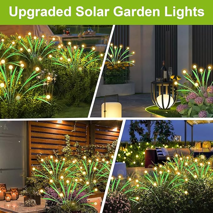Aogist Solar Garden Lights Outdoor Waterproof,4 Packs 40 LED,Sway by Wind, Yard Patio Pathway Decoration, High Flexibility Iron Wire & Heavy Bulb Base,Warm White