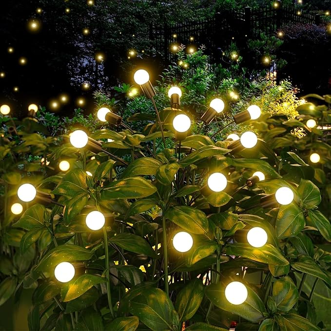 SOLARBABY Solar Garden Lights New Upgraded Solar Swaying Light Sway by Wind Solar Firefly Lights Outdoor Waterproof for Landscape Pathway Patio Yard Walkway Decoration Warm White