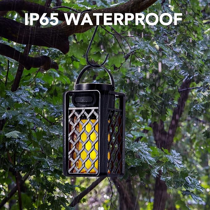 Outdoor Bluetooth Speaker with Led Flame, IP65 Waterproof Wireless Bluetooth Speaker, HD Audio, Atmosphere, 2 Pack