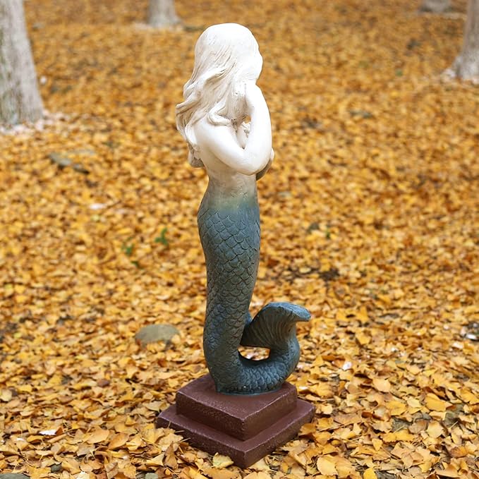 Mermaid Statue Large Size 37 Inch Magnesium Oxide Sculpture Indoor Outdoor Garden Patio Yard Lawn Porch Decor