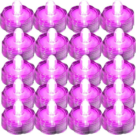Bright LED Floral Tea Light Vase Submersible Lights for Party Wedding (Pink, 20 Pack)