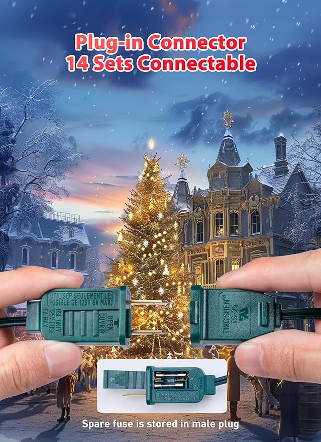 Multicolor C7 LED Christmas String Lights, 50FT 50 Lights C7 Vintage Christmas Lights, Commercial Connectable Christmas Tree Lights for Xmas Holiday Roofline Garden Wedding Decor, Warm White