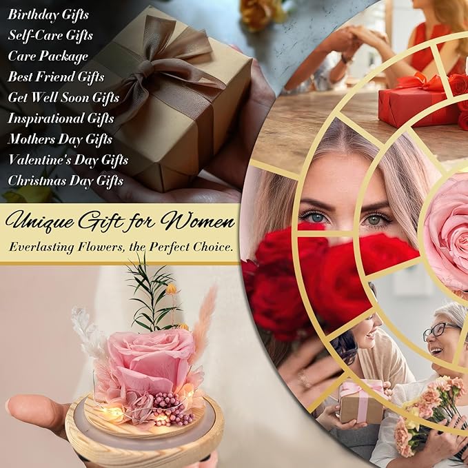Flowers, Roses Gift – Fresh Flowers Bouquet & Preserved Roses for Home Decor – Forever Flowers for Delivery Prime to Show Love for Women, Unique for Mother's Day & Christmas
