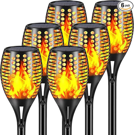 Aityvert Solar Lights - 43" Flickering Flames Torch Lights for Outdoor, Waterproof, Landscape Decoration, Dusk to Dawn Auto On/Off Security (6 Pack)