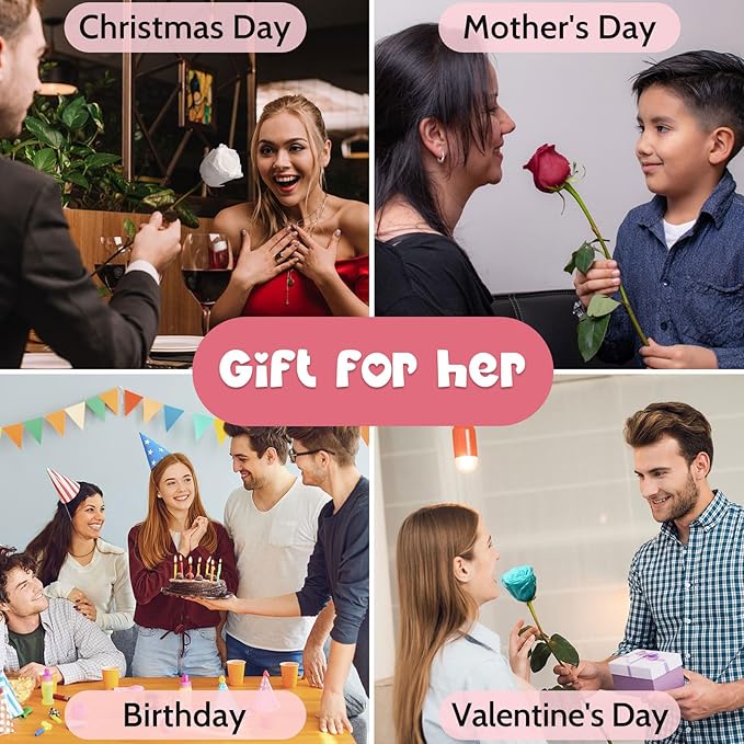 Yamonic Preserved Flowers Rose Gifts for Delivery Prime, Mothers Day Rose Flowers Gifts for Mom, Single Real Flower Birthday Gifts for Her, Women, Grandma, Wife,Girlfriend Gifts for Anniversary(White)