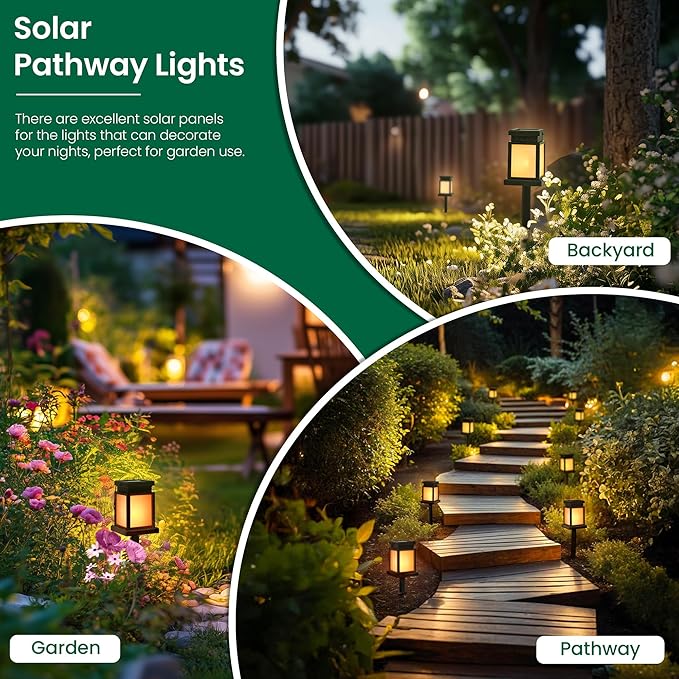 GIGALUMI Solar Lanterns Outdoor Waterproof, 4 Pack Hanging Solar Lanterns for Outside, Flame Effect Outdoor Lights for Pathway, Garden, Patio, Lawn, Porch, Gazebo, Tent, Tree, Yard(Flickering Lights)