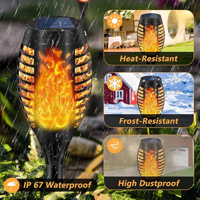 Solar Torch Lights for Garden Decor, 6 Pack 12 LED Solar Lights for Outside & 20.5'' Waterproof Solar Lights, Flame Torch Solar Lights Outdoor for Patio Path Yard Decorations