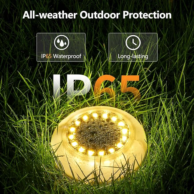 Flumy Solar Ground Lights,16 Pack Solar Lights Outdoor Waterproof, Solar Garden Lights for Outside Patio Pathway Yard Lawn Driveway Deck Step Walkway, Outdoor Chrismtas Decorations