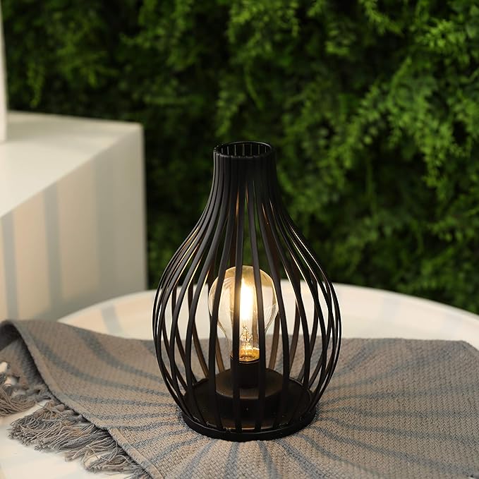 JHY DESIGN Decorations Table Lamp Battery Powered 9.5''High Vase Shaped Cordless Lamp with 6-Hours Timer Feature LED Light Decorative Room Battery Lamp for Indoor Table Garden Party