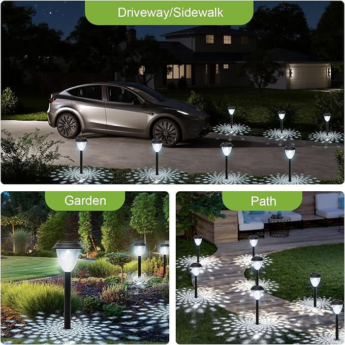 GOODFOEVER Solar Pathway Lights Outdoor, 10 Pack Solar Lights Outdoor Waterproof for Outside, Garden Decor for Yard, Patio, Landscape, Planter, Walkway, Driveway