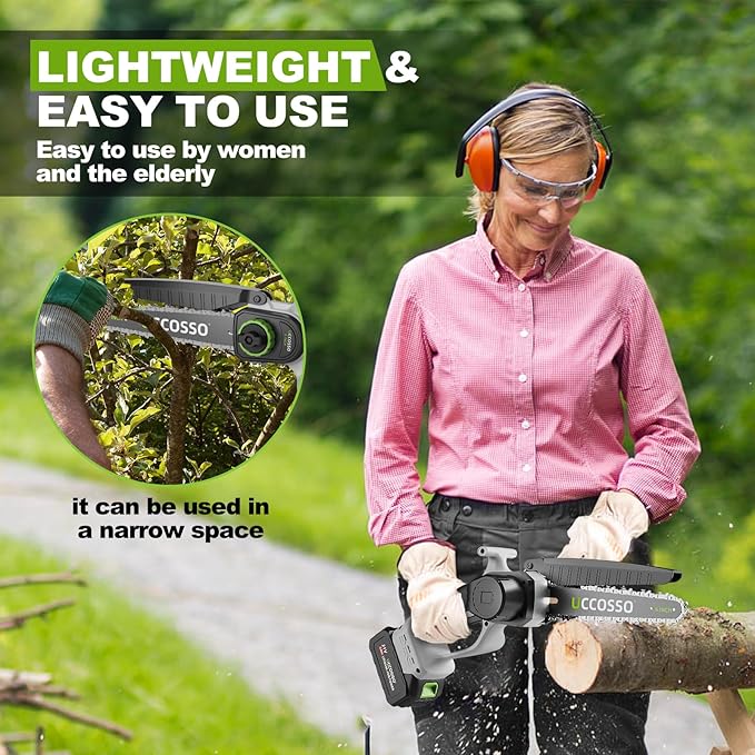 Mini Chainsaw 6 Inch Cordless Hand-Held Electric Chain Saw,Small Chainsaw 2×3.0Ah Battery Powered Safety Lock for Tree Trimming, Branches, Wood Cutting
