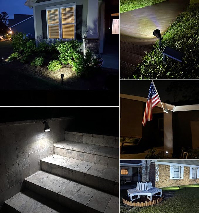 Solar Spot Light Outdoor, Waterproof Solar LED Landscape Lights Dusk to Dawn, 2-in-1 Solar Spotlight Solar Powered Accent Lights for Garden Porch Walkway Patio (4 Pack)