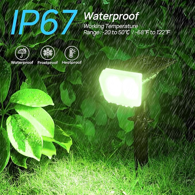 Consciot Solar Spot Lights Outdoor, 30 LEDs Waterproof Color Changing Solar Lights, 2 in 1 Adjustable Wall Lights, 10 Colors, D2D Modes Solar Landscape Spotlights for Garden Yard Walkway, 2 Pack