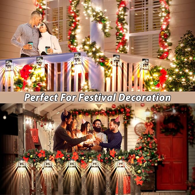 LOFTEK Solar Deck Lights, 4 Pack Solar Fence Lights, Outdoor Garden Decorative Light, Dusk to Dawn, Waterproof, Fence Post Light for Railing, Patio, Backyard, Stair, Step, Camping, Warm White