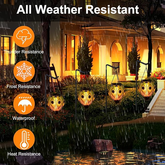 Peacock Hot Air Balloon Hanging Solar Lantern Lights, Flickering Flame Solar LED Candle Lights Outdoor Garden Decorative Metal & Glass Waterproof Lanterns for Yard Patio Farmhouse Decoration