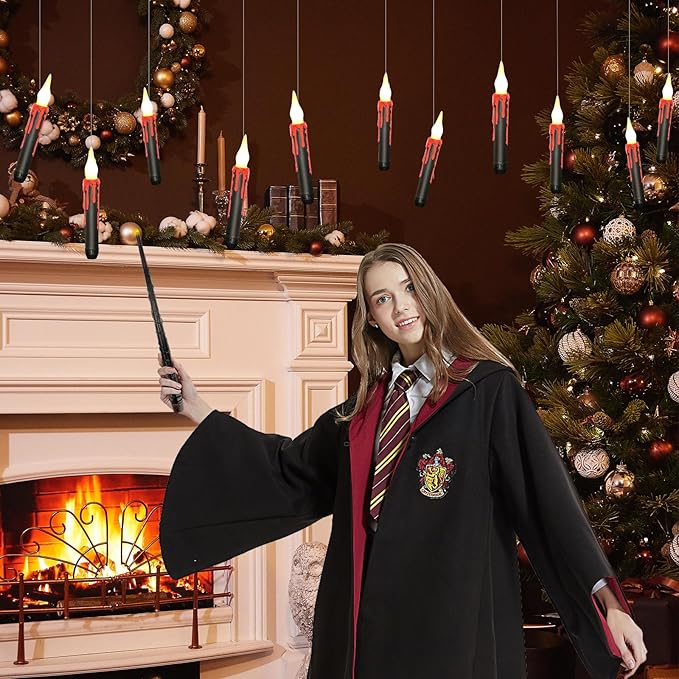 20pcs Flameless Candles with Wand, Hanging Window LED Candle, Battery Operated Warm Light Flickering Candle, Taper Candle Set for Christmas, Wedding, Birthday Party, Valentine's Day Gift