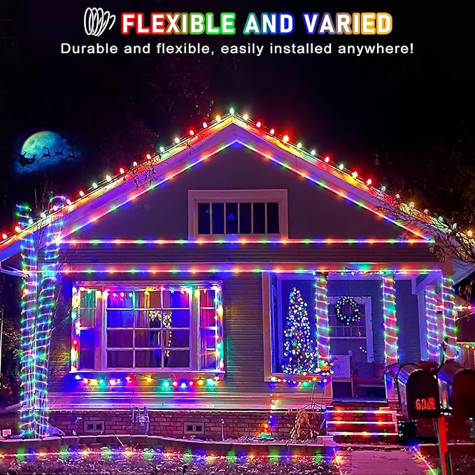 Rope Lights for Outside, 164FT 500 LED Rope Lights Outdoor/Indoor with Waterproof 8 Modes, Connectable Plug in Christmas Tree Light for Home Pool Garden Party Holiday Decorations, Multicolor