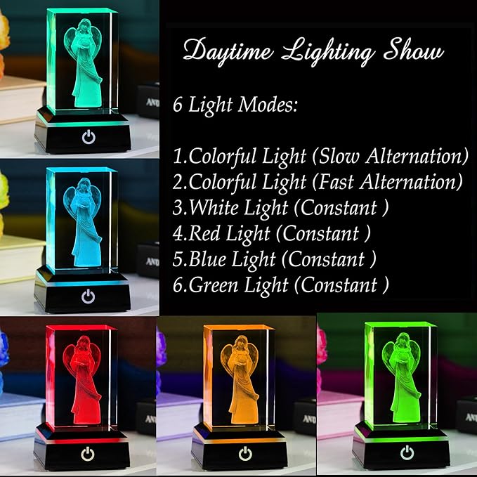 Qianwei 3D Crystal Guardian Angel Figurines Gifts for Women - Angel Red Cardinal Gifts Statue Stuff Paperweight Sympathy Christian Gifts for Best Friend Keepsake Paperweight