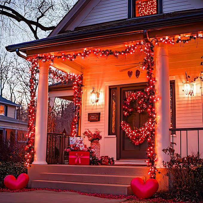 JMEXSUSS 250 LED Red String Lights, 91.5ft Expandable, Waterproof, 8 Modes, Indoor/Outdoor, Christmas Tree, Patio, Bedroom, Party, Holiday Decorations