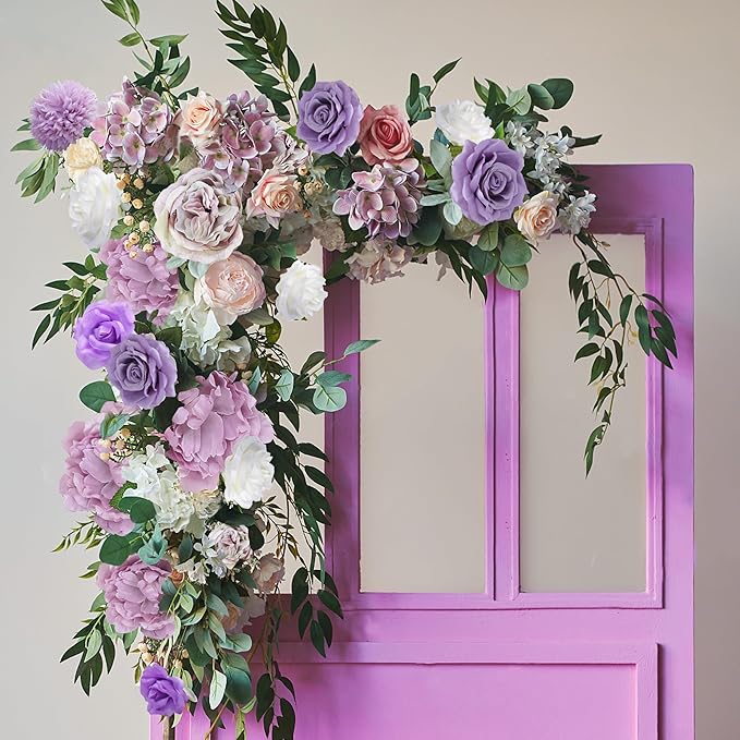 AGIRL Artificial Flowers Combo Silk Mix Purple Fake Flowers with Stems for DIY Wedding Bouquets Centerpieces Arrangements Table Chair Decor Baby Shower Home Decor