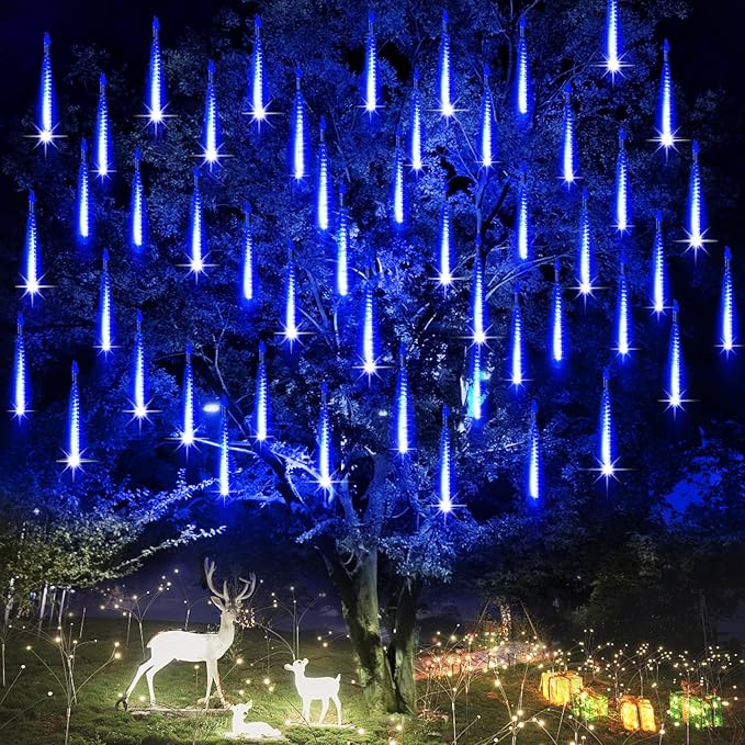 High Brightness 10 Tube 540 LED 20 Inch Meteor Shower Rain Lights Cascading Falling Rain Outdoor Lights for Christmas Roof Eaves Tree Decoration Icicle Raindrop