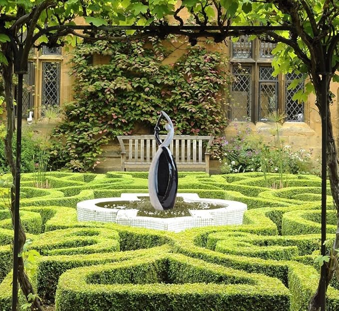 Graceful Dancing Couple Outdoor Fountain 57" Cast Stone Garden Statue Water Fountain Large Fiberglass Decorative Water Fountains in Marble Color