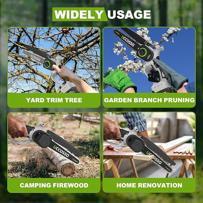 Mini Chainsaw 6 Inch Cordless Hand-Held Electric Chain Saw,Small Chainsaw 2×3.0Ah Battery Powered Safety Lock for Tree Trimming, Branches, Wood Cutting