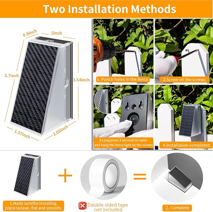 KINKAI Solar Backyard Fence Lights, Solar Deck Lights Railing Step Patio Stair