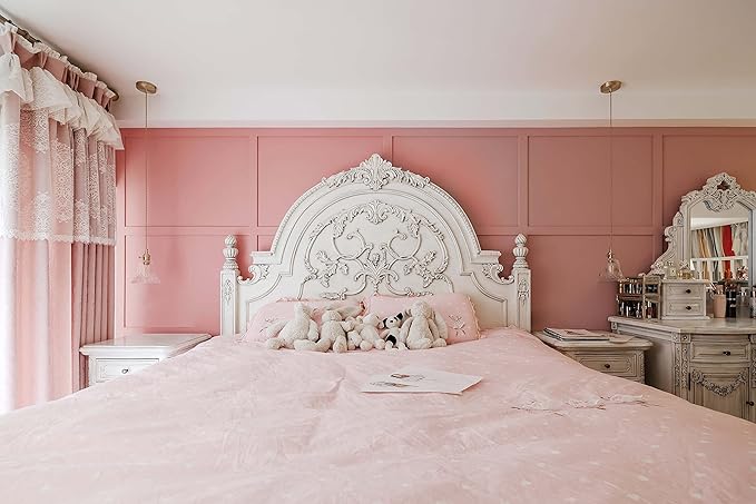 Dimoon 110''x17.7'' Pink Peel and Stick Wallpaper Contact Paper Modern Self Adhesive Wall Paper Removable Renter Friendly Textured Solid Color Shelf Cabinet Vinyl Roll (110''x17.7'',Rose Pink)