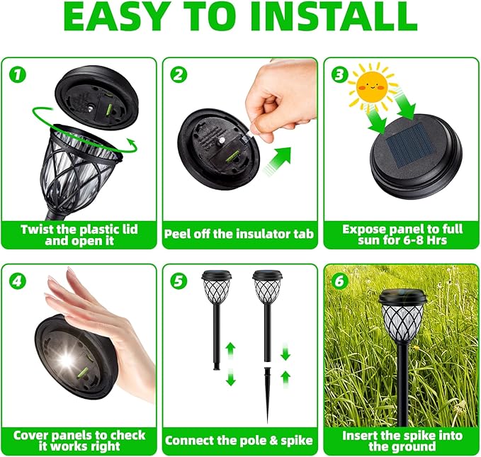 Solar Outdoor Lights, Outdoor Waterproof IP65, Bright Powered by Solar Garden Lights for Patio, Yard, Driveway Decoration (10 Pack)