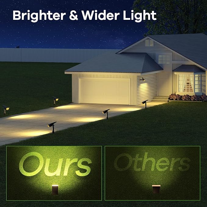 Consciot Solar Spotlights Outdoor, IP67 Waterproof 2-in-1 Solar Spot Lights, Durable Christmas Decorations Lights for Garden Yard Pathway Driveway Porch Walkway, Auto On/Off, 6 Pack(Warm White)