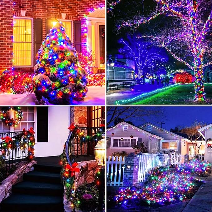 btfarm Solar String Lights Outdoor, 120LED 39Ft Solar Christmas Lights Outside Waterproof, 8 Modes Tree Twinkle Light Solar Powered for Garden Yard Patio Party Decoration,Colorful