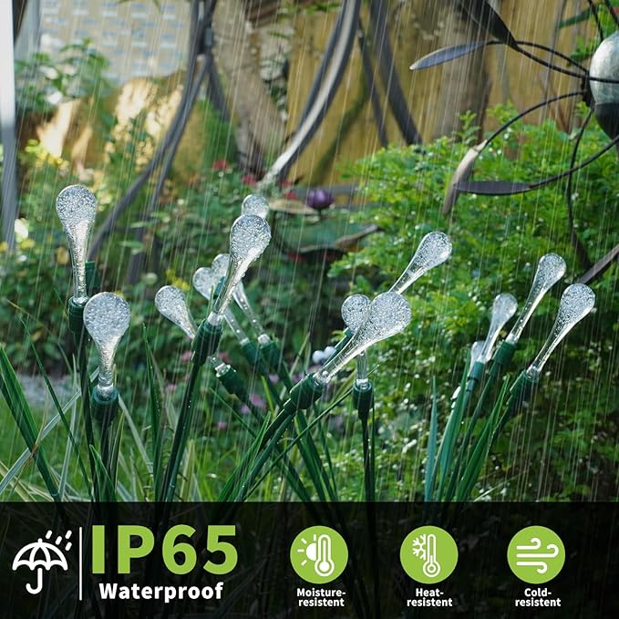 Solar Lights Outdoor Waterproof Upgraded Outdoor Solar Lights for Yard Patio Garden Decor, Solar Lights for Outside Gardening Supplies, Water Droplets Garden Lights Solar Powered Outdoor (4 Pack)