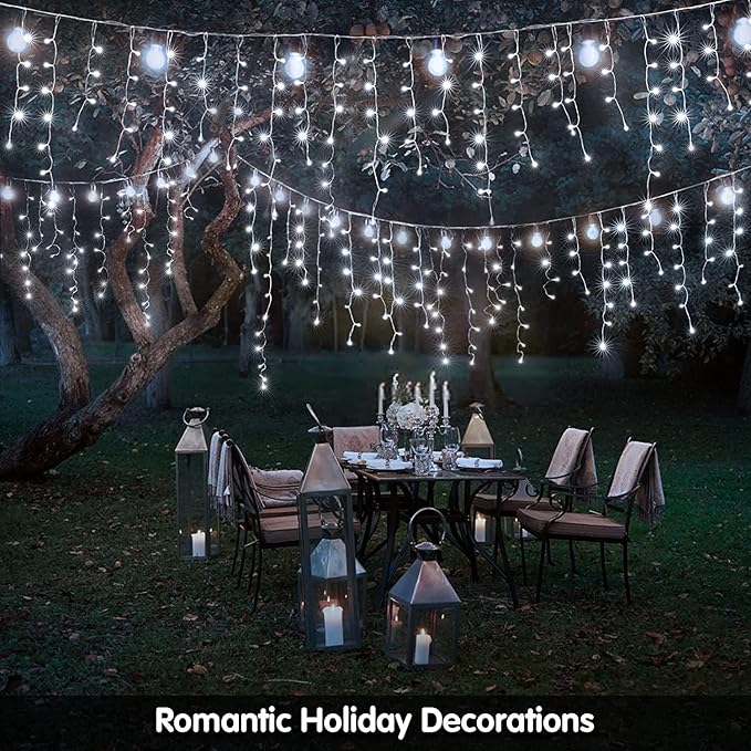 Led Christmas Lights Outdoor Christmas Decorations Hanging Light 400LED 8 Modes 75 Drops, Waterproof Outdoor Indoor Fairy Christmas Lights for Party, Holiday, Wedding Decorations (CoolWhite)