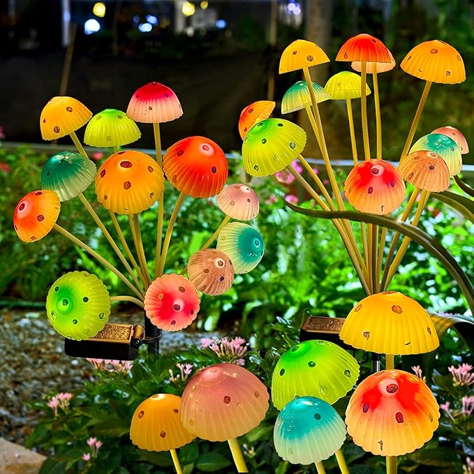 Kohlrabi Solar Garden Lights, 6 Pack Solar Mushroom Lights Outdoor, Upgraded 72LED Mushroom Flower Light Yard Decor Outside Waterproof, Garden Decor for Lawn Front Porch Patio Backyard