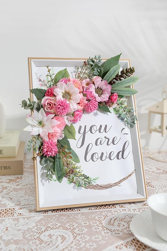 Serra Flora Faux Flower Heads Mini Artificial Flower Heads Fake Flowers Multicolor Small Silk Daisy Peony Flower Heads for Craft Garland Wedding Party DIY Home Decoration