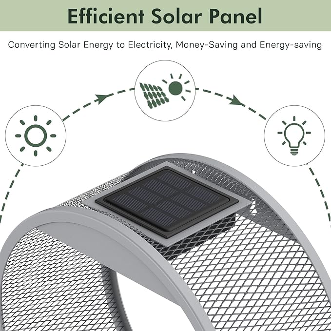 Grand patio Outdoor Circular LED Solar Hanging Wall Sconce Planter, with Dusk to Dawn Sensor Decor Wall Lighting for Garage Doorway Patio Yard, Cement Grey (S-Round)