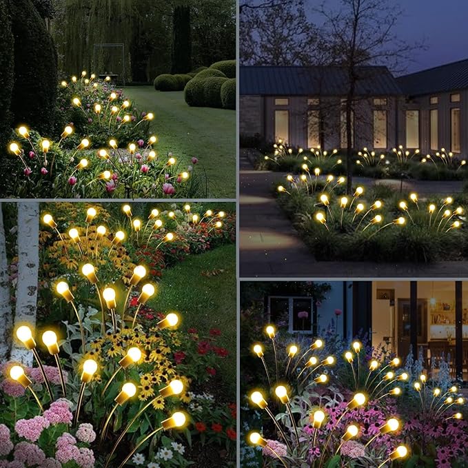 New Upgraded Solar Garden Lights, 8 Pack Solar Firefly Lights Outdoor, Solar Swaying Lights, Waterproof Solar Outdoor Fairy Lights for Yard Patio Pathway Wedding Decor (Warm White)