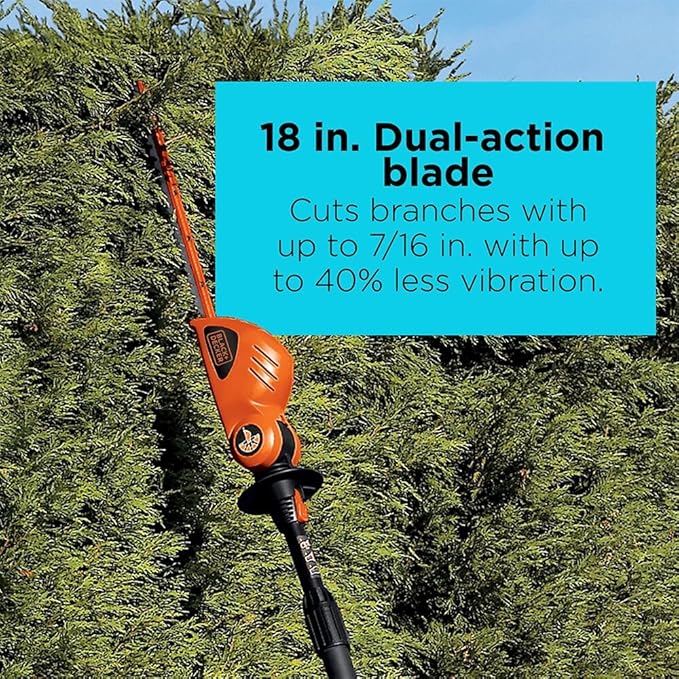 BLACK+DECKER 20V MAX Cordless Pole Hedge Trimmer, 18-Inch (LPHT120)